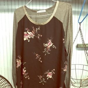 Black floral long sleeved shirt